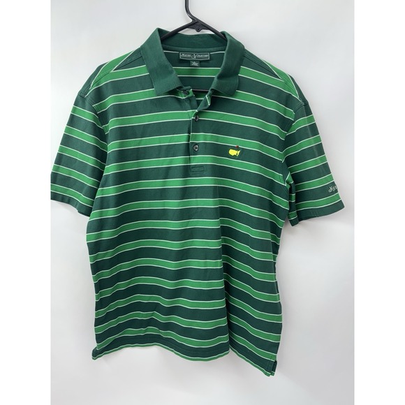 Masters Collection Mens Large Green Striped Pima Cotton Golf Polo Shirt Augusta - Picture 5 of 6